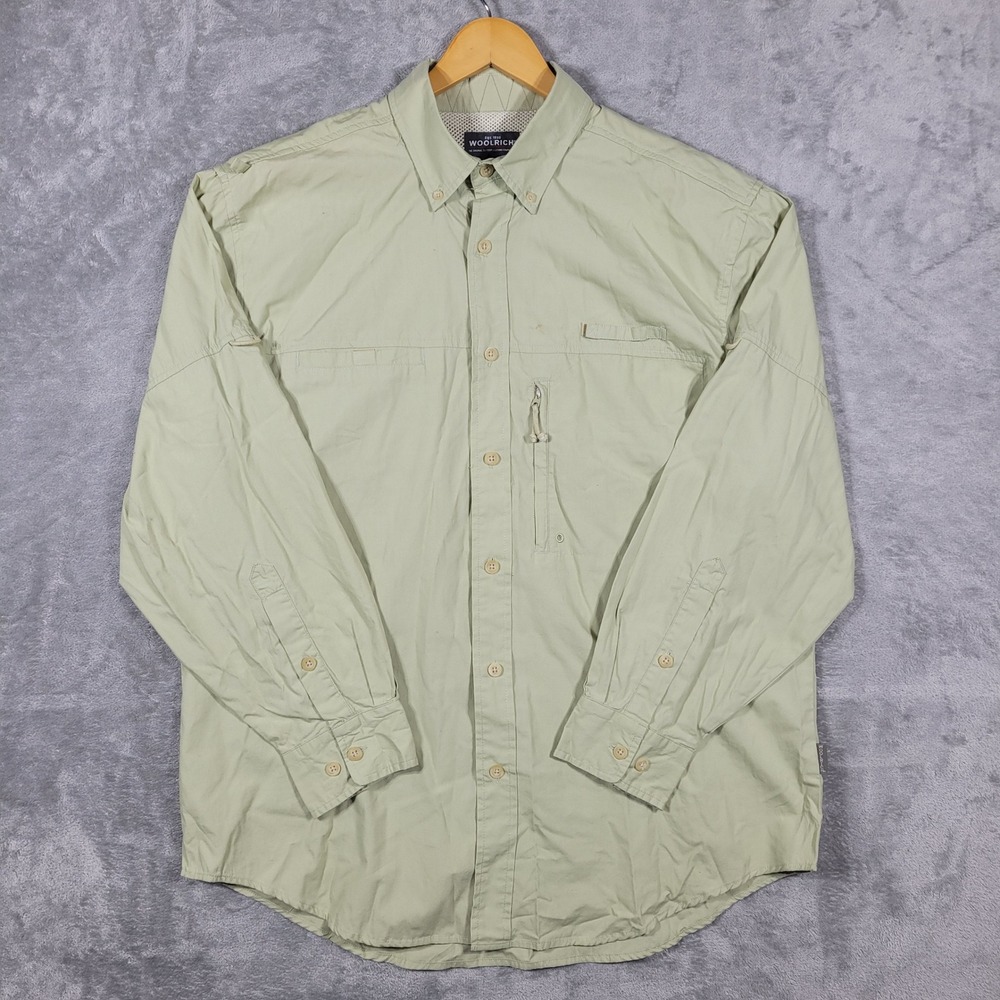 Vintage Woolrich Button Down Mens L Clover 761 Outdoor Fishing Vented Shirt